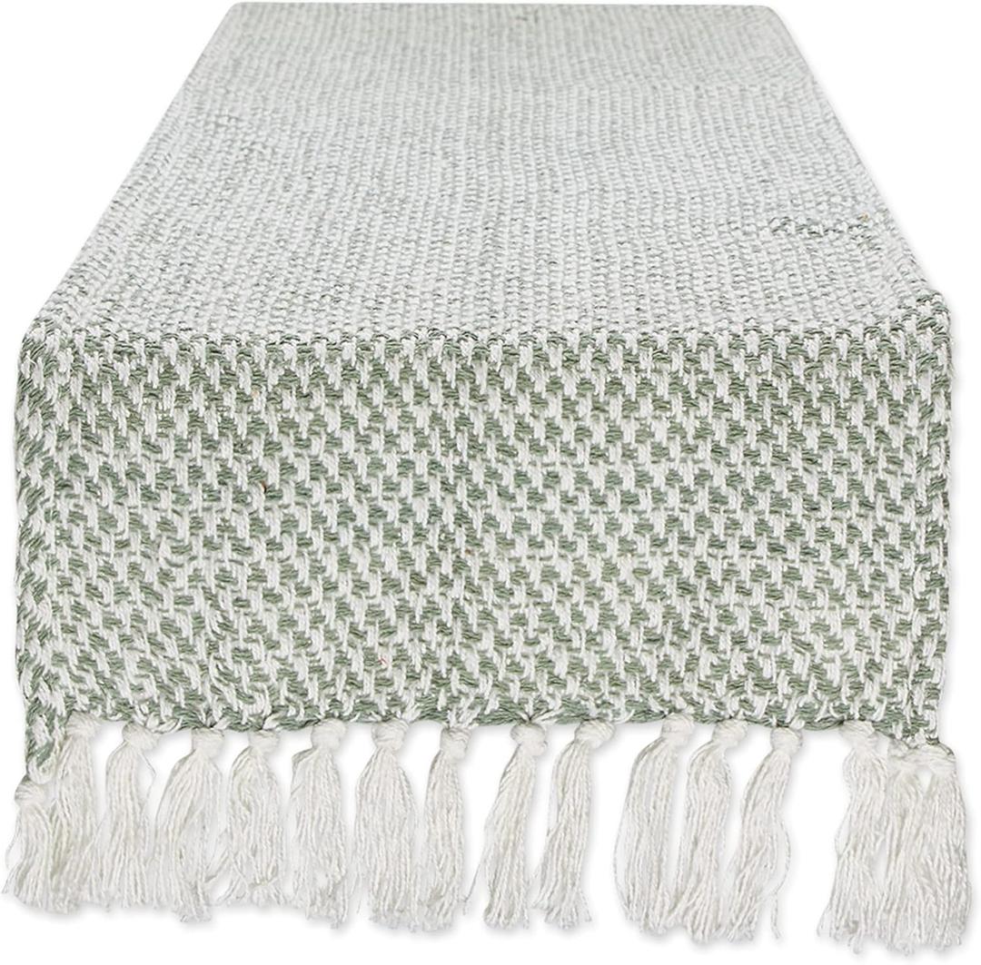 DII Woven Basics Collection 100% Cotton Knit Table Runner, 15x72, Artichoke