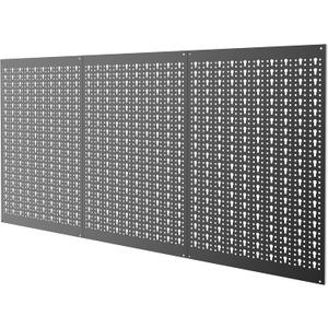 TORACK 3 PCS Metal Pegboard Panels for Garage Wall Utility Tools Storage Pegboard for Workbench, Modular Peg Board Tool Organizer Board Kit(Pack of 3, Black)