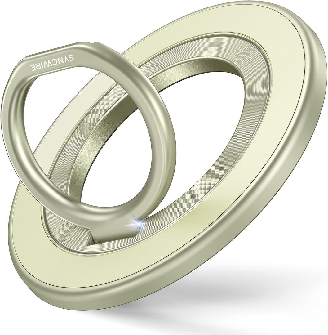 SYNCWIRE Magnetic Phone Ring Holder for MagSafe, 360° Rotation Cell Phone Grip Stand Finger Ring Kickstand Two-Sided Magnet Compatible with iPhone 17 Pro Max 16 15 14 13 12 MagSafe Accessories