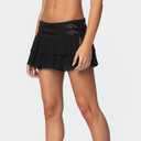 Women Y2K Layered Ruffle Chiffon Mini Skirt (Black, M)