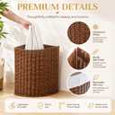 Corner Wicker Laundry Hamper with Lid and Removable Liner Corner Wicker Laundry Basket Washing Clothes Basket Storage Bin for Bedroom Bathroom, 14 x 14 x 24.5 inches