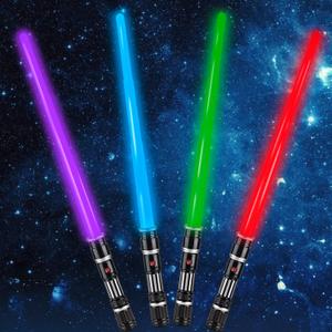 4 Pack 4 Colors Light up LED Saber, Light Swords with FX Sound(Motion Sensitive) and Realistic Handle, Expandable Light up Toy for Kid Adult, Warriors and Galaxy War Fighter, Halloween Party Xmas Gift