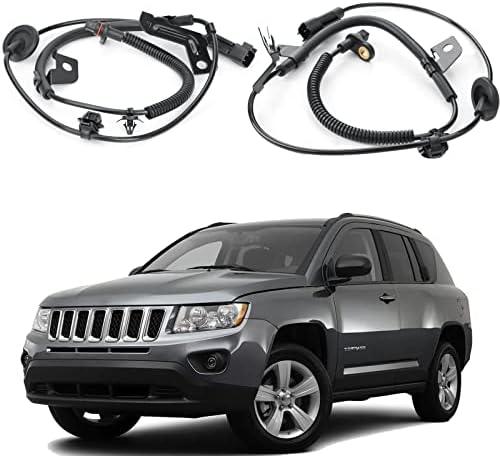Set of 2 ABS Sensors Rear Left and Right Compatible with Dodge Caliber (07-12) FWD, Jeep Compass Patriot (07-17) FWD, 5105062AA+ 5105063AB Wheel Speed Sensor