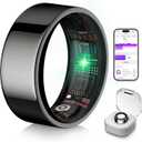 6.0 Smart Ring and Charging CaseIndustry First  0 Measurement ErrorIP68 Waterproof 2025 Smart Ring for Women & Men for Sleep Tracking Wearable Device,Fitness Ring Black 8#