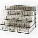 Clear Grey Acrylic Jewelry Storage Box, Earring Jewelry Organizer with 5 Drawers, 5-Layer Jewelry Box for Women, Earring Display Holder for Earrings Ring Bracelet Necklace, 120 Grid Storage Box