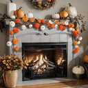 Fall Pumpkin Garland for Mantle Halloween Velvet Pumpkin Garland Autumn Harvest Hanging Decoration for Fireplace Mantel Porch Wall Centerpiece Thanksgiving Party Indoor 6ft(Yellow)