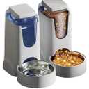 Pets Automatic Gravity Feeder Dogs 2.8L Food, Stainless Steel Bowl for Small Medium Big Puppy Kitten(Light Gray)