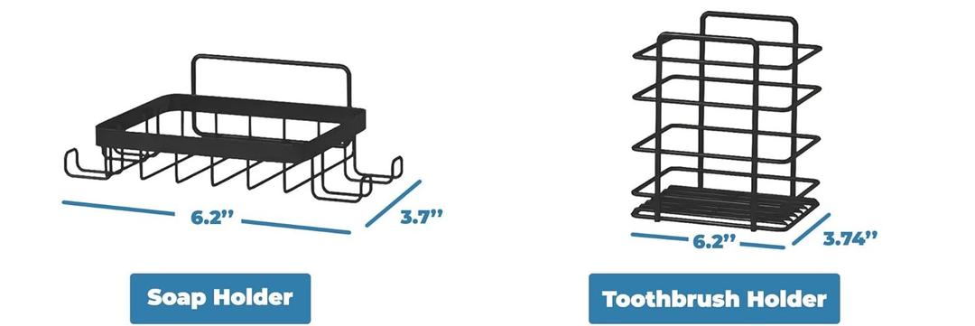 Fab Glass and Mirror 3-Pack Shower Caddy, Black - Shower Organizer & Shelves for Efficient Storage, Bathroom Caddy for Wall Organizer, Durable Wall Caddy