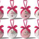 Nutcracker Christmas Decor - Nutcracker Ornaments Hanging Balls Pink and White Christmas Tree Decorations, Cute Decorations Ball 2.36 Inch for Xmas Tree Party Home HolidayXmas Gifts Set of 16Pcs