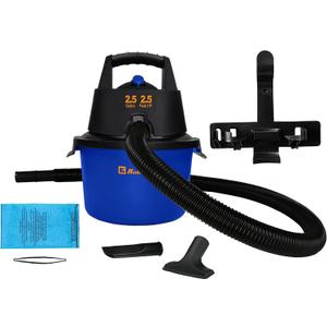 Koblenz WD-2.5L Portable Wet Dry Vacuum, 2.5-Gallon 2.5 PHP Suction Plus Blower Vacuum Cleaner for Liquids, Dust, Pet Hairs, 10 Reach, For Car Cleaning, Wall-Mount Support, Parts Included, Blue/Black