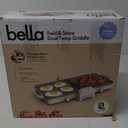 Bella 10"x 20" Ceramic Fold-n-Store Dual Temp Griddle, Fits-anywhere Kitchenware, EverGood Ceramic Nonstick Coating, 2 Temperature Zones up to 400F, Dishwasher Safe Drip Tray, 1500 Watt, Oatmilk