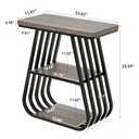 LITTLE TREE 25-Inch Tall End Table for Living Room, 3-Tier Side Table for Small Spaces, Industrial Narrow Side Table with Storage Shelf in Gray and Black (Set of 2)