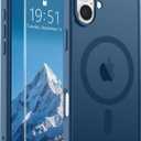 SUPFINE Magnetic for iPhone 16 Case with Screen Protector (Compatible with MagSafe) (Military Grade Drop Protection) Translucent Matte Shockproof with Anti-Fingerprint Phone Case,Deep Blue