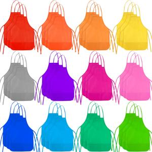 36 Pieces 12 Colors Kids Painting Aprons Kids Art Aprons with 2 Roomy Pockets for Art Painting Activity Kitchen Crafts (Multicolor)