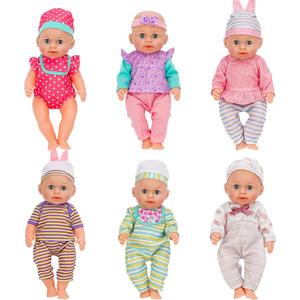 deAO Baby Doll Clothes for 12 13 14 Inch Dolls, 6 Sets Doll Clothes and Accessories, Dress Up Fun, Doll Outfits Accessories Underwear for Doll Gift (Doll Not Included)