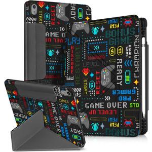 For iPad A16 Case/10th Generation Case - 10.9 Inch 2022 Tablet Cover with Pen Holder for Women Boys Girls Men Cute Cartoon Cool Funny Funda for iPad 11th 11 Inch 2025, Black