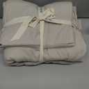 MooMee Oversized Queen Duvet Cover Set, 100% Washed Cotton Linen Like Twill Thick Sturdy Material Super Soft Breathable Durable Bedding for All Season, 3 Pieces (Cream Grey, Oversized Queen 98"x98")