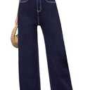 Women's Wide Leg Jeans with Straight Leg Fit - High Waisted Tummy Control & Hip Lift Trendy Stretchy Denim Pants, Size 2