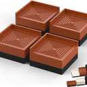 Furniture Risers, Tclouda Bed/Sofa/Desk/Table/Chair Leg/Fridge Lifts to 1.5, 3 and 4 in, Square Adjustable Risers Blocks for Extenders, Heavy Duty Supports Up to 1300 Lbs, 1.5 in-Brown-Square