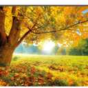 LYWYGG 10x8FT Autumn Golden Maple Deciduous Photography Background Fall Photo Backdrop Wedding Backdrop Newborn Photography Backdrops CP-189-1008