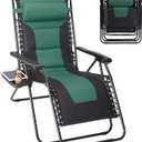 Backyard Expressions Deluxe XL Padded Recliner Zero Gravity Chair – Ergonomic Anti-Gravity Lounger with Folding Design, Side Tray, and Adjustable Headrest