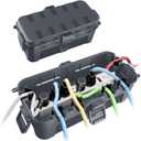 QUOBAS 2 Pack Outdoor Waterproof Electrical Box with 6 Cable Ports, IP54 Weatherproof Heavy-Duty Extension Cord Cover for Power Strips, Garden Power Tools, Holiday Lights, Gray