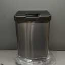EKO Mirage-T 50 Liter / 13.2 Gallon Touchless Rectangular Motion Sensor Trash Can, Brushed Stainless Steel Finish