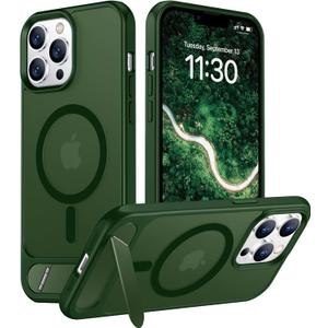 Temdan Magnetic Compatible with iPhone 13 Pro Max Case, [Built-in Invisible Kickstand][Compatible with MagSafe] [Military Grade Shockproof] Slim Translucent Matte Phone Case for iPhone 13 Pro Max 6.7"