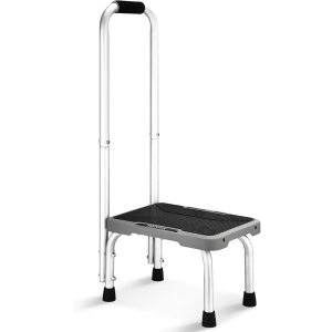 HBTower Aluminum Step Stool with Handle for Elderly, Lightweight Step Stools for Adults Seniors with Non-Slip Rubber Feet, Stepping Stools for Bedroom Kitchen Bathroom, Bed Steps for High Beds