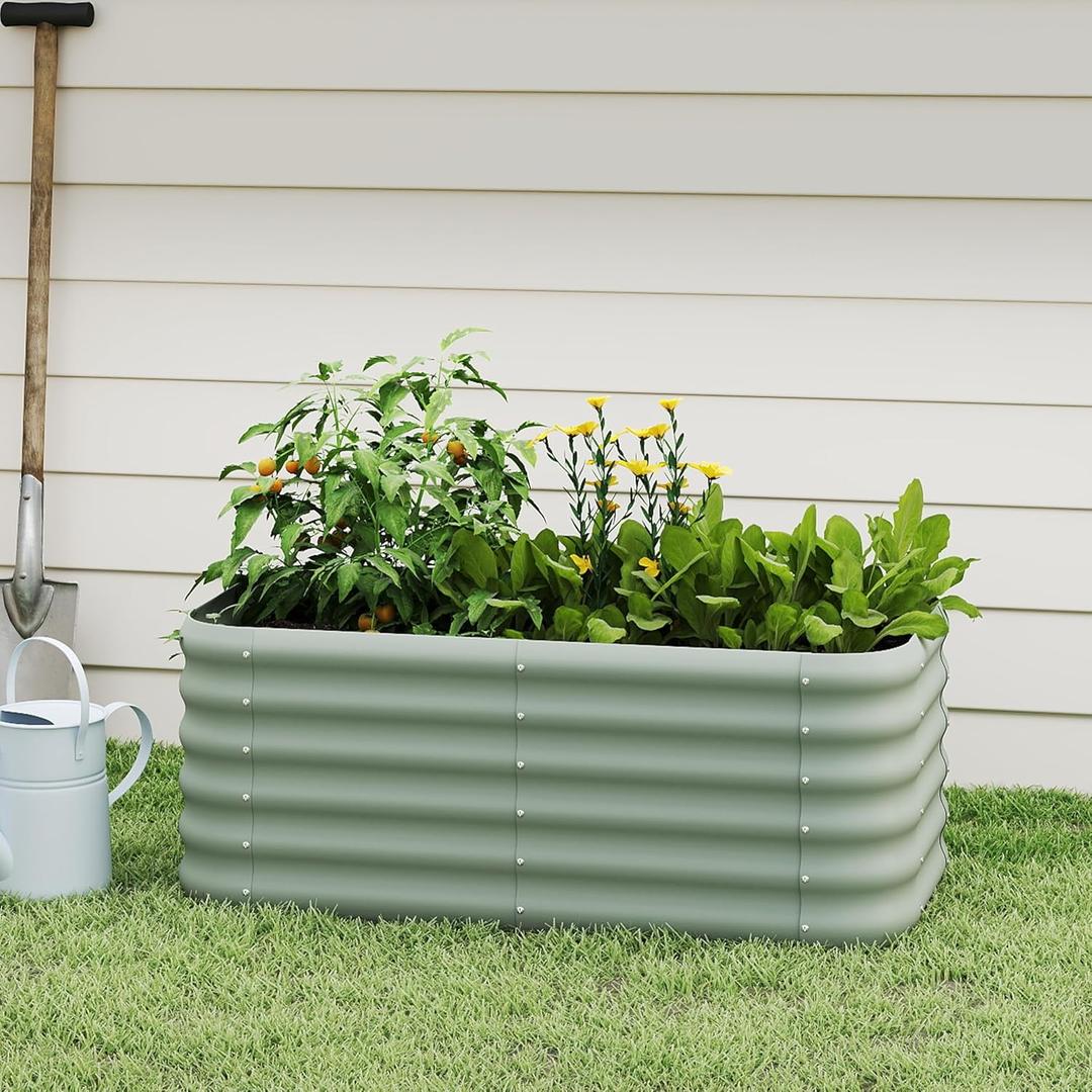 Galvanized Raised Garden Bed, Outdoor Planter Bed, Metal Planter Box for Gardening and Planting,4x2x1.5ft, Light Green