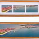 OUBOXDPF 4x12 Collage Picture Frame Teak Wood, Multiple Four 2x3 Photos or 4x12 without Mat, Rustic Photo Frame with Tempered Glass Hanging or Tabletop Displaying Horizontally or Vertically