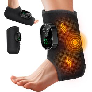 Foot Massager for Neuropathy Plantar Fasciitis Pain Relief, Cordless Heated Vibrating Wrap-Around Ankle Feet Massager, 3 Modes,6 Heat Levels, Adjustable Timer, Portable for Home Travel (Black)