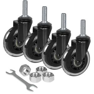 8T8 3 Inch Rubber Caster Wheels Heavy Duty with 1/2''-13 x 1-1/2" Threaded Stem Casters Set of 4 (Screw Diameter 1/2", Length 1.5"), Quiet and Smooth Rolling Castors for Furniture Hardwood Floors