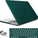 IBENZER Compatible with MacBook Pro 15 Inch Case 2019 2018 2017 2016 A1990 A1707, Hard Shell Case with Keyboard Cover & Type C Adapter for Mac Pro 15 Touch Bar, Quetzal Green, T15-QUGN+1TC