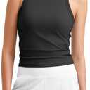 G4Free Workout Tank Tops for Women Slim Fitted Racerback Ribbed Athletic Gym Yoga Tanks Summer Casual (Black, XL)
