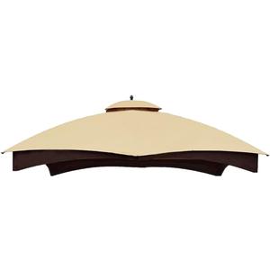 Hugline Outdoor Replacement Canopy Top Double Tier Gazebo Roof Cover for Lowe's Allen Roth 10x12 Gazebo #GF-12S004B-1 (Beige)