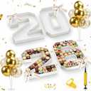 2026 Grad Cardboard Letters with 14 Balloons Bows Decorations 10'' Graduation Charcuterie Numbers Fillable Trays and 2 Balloon Stands for Graduation Party Supplies(White,2026)