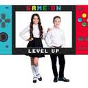 Large 73inch Video Game Photo Prop Game on Party Decorations Red Blue Handheld Gaming Console Banner Backdrop Gaming Photo Booth Frame Background for Boys Birthday Gamer Favor Supplies