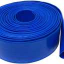Gloxco 2" Inside Diameter (3-3/8" Flat Width) Blue Lay Flat Hose for Discharge or Backwash Water Transfer Applications, Reinforced PVC, 25' Length