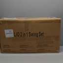 FUNLIO 2 in 1 Swing Set for Toddler & Baby Jumper, Heavy Duty Kids Swing & Bouncer with 4 Sandbags, Foldable Metal Stand for Indoor/Outdoor Play, Easy to Assemble and Store - Grey (Gray)