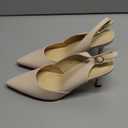 Rilista Women's Slingback Kitten Heels Closed Pointed Toe Wedding Party Dress Pumps Shoes Size 7,5