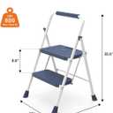 Sweetcrispy 2 Step Ladder, 800lbs Heavy-Duty Folding Step Stool | Lightweight Portable Stepping Stool with Wide Anti-Slip Pedal & Convenient Handrail, for Kitchen, Garage & Outdoor Use, Blue