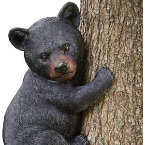Bits and Pieces  Bear Cub Tree Hugger - Yard Decorations - Adorable Tree Sculpture - Outdoor Decoration - Garden Peeker Yard Art - 13-3/4" x 8"