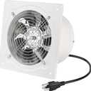 8 inch Exhaust Fan 80W 500CFM Through-wall installation Ventilation Fans 110V Exhaust Smoke Fan with Power Cord for Kitchen, Bathroom, laundry room, Garage (white)
