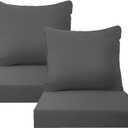INFBLUE Deep Seat Cushions, Outdoor Cushions, Patio Furniture Cushions, Deep Seat & Back Cushion Patio Cushions for Backyard Couch Sofa Fade Resistant (22x24x4 inches 2 Sets, Black Grey)