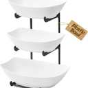Lifewit Plastic Fruit Bowl for Kitchen Counter, 3 Tier Fruit Basket with Black Metal Stand, Tiered Fruit Holder for Countertop Serving Tray for Vegetable/Dessert in Party 28 x 21 x 35cm/11 x 8.4 x 14