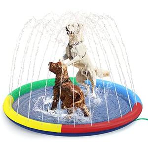 Splash Sprinkler Pad for Dogs - 67" Thicken Pet Swimming Pool Bathtub, 2024 New Pet Summer Backyard Playset & Water Toys(67",Blue&Yellow&Green&Red)