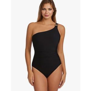 Beyond Control One Shoulder Swimsuit - Bathing Suit for Women with Ring Accent, One Piece Swimsuit with Tummy Control (Medium)