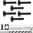 6pcs Wall Shelf Brackets Heavy Duty Floating Shelf Bracket Hidden,Invisible Black Shelving Brackets Decorative Floating Shelf Hardware Heavy Duty,Metal Shelf Support Bracket (4 inch-6pcs)