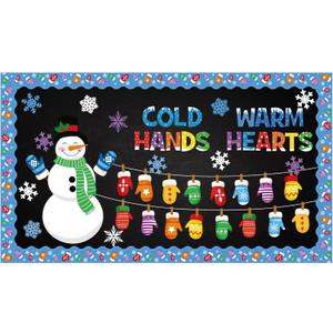 Containlol Winter Snowman Bulletin Board Set Winter Wonderland Classroom Decorations Colorful Mittens Snowflake with Border for Home Window School Wall Decor Xmas Holiday Party Supplies